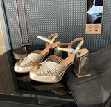 Alicante Block Heel Platforms in Gold