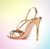 Valencia Stiletto Sandals in Gold