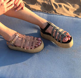 Nefeli Birdcage Flatforms in Rose Gold micro-crystals