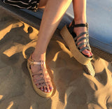 Nefeli Birdcage Flatforms in Rose Gold micro-crystals