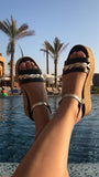Nefeli Dyneris Flatforms in Black & Platinum Gold