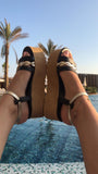Nefeli Dyneris Flatforms in Black & Platinum Gold