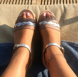 Nefeli Dyneris Flatforms in Taupe & Silver