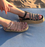 Nefeli Birdcage Flatforms in Rose Gold micro-crystals