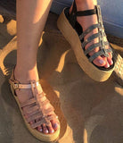 Nefeli Birdcage Flatforms in Rose Gold micro-crystals