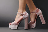 Blanc de Chadè Pink Velveteen Platforms