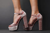 Blanc de Chadè Pink Velveteen Platforms