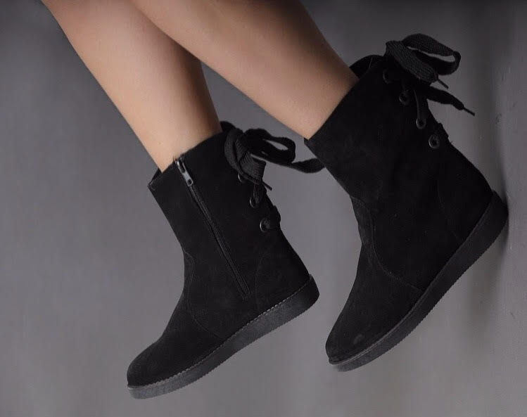 Black suede lace hot sale up wedge booties