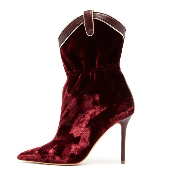 Ferocious Moroccan Red velveteen boots